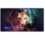 Mouse Pad Gamer Extra Grande Lobo Bordas Costuradas Base Antiderrapante