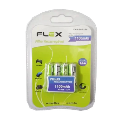 Pilhas Recarregáveis Aaa Flex Com 4 Blisters Fx-aaa11b4