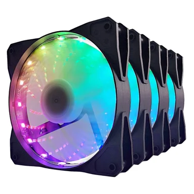 Kit Cooler FAN com 4 Unidades Evus, RGB, Com Controladora, Controle Remoto - FK-12R