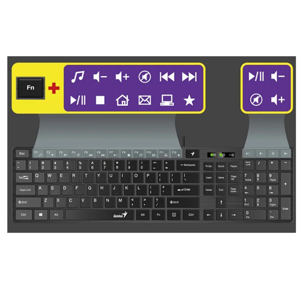 Imagem 4 de 5 do produto Teclado Genius Slimstar 126 Usb Sem Borda Cabo 1,4m - 31310017423