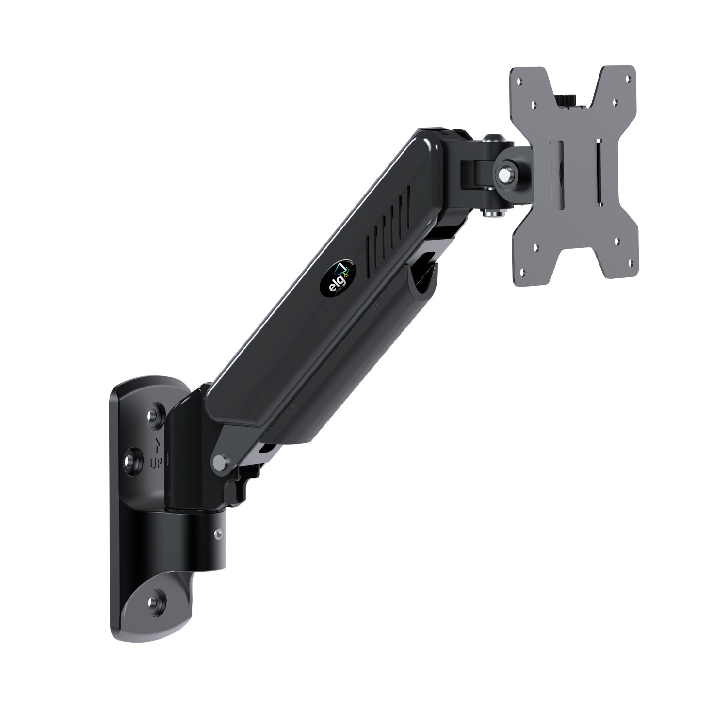 Suporte Articulado ELG F410, De Parede, VESA 75x75, 100x100, Pistão À Gás, Para Monitor De 17 A 34