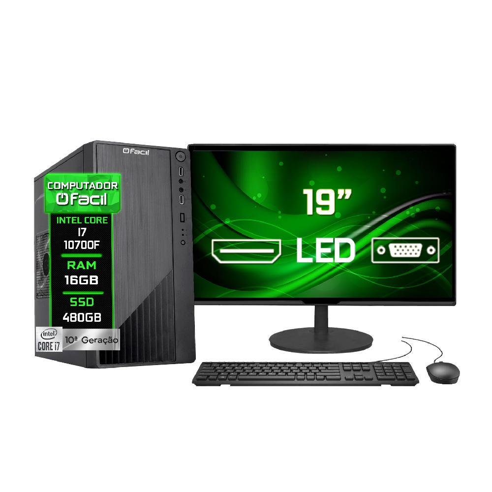送料無料 お 16GB Gen 10 I7 Completo PC SSD 19 Monitor 480GB Windows Desktop