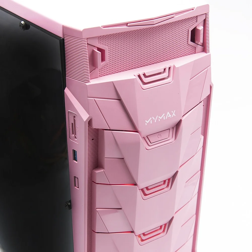 Imagem 2 de 5 do produto Gabinete Gamer Mymax Taurus Mid Tower, Led Vermelho, ATX e Micro-ATX, USB 3.0, Rosa