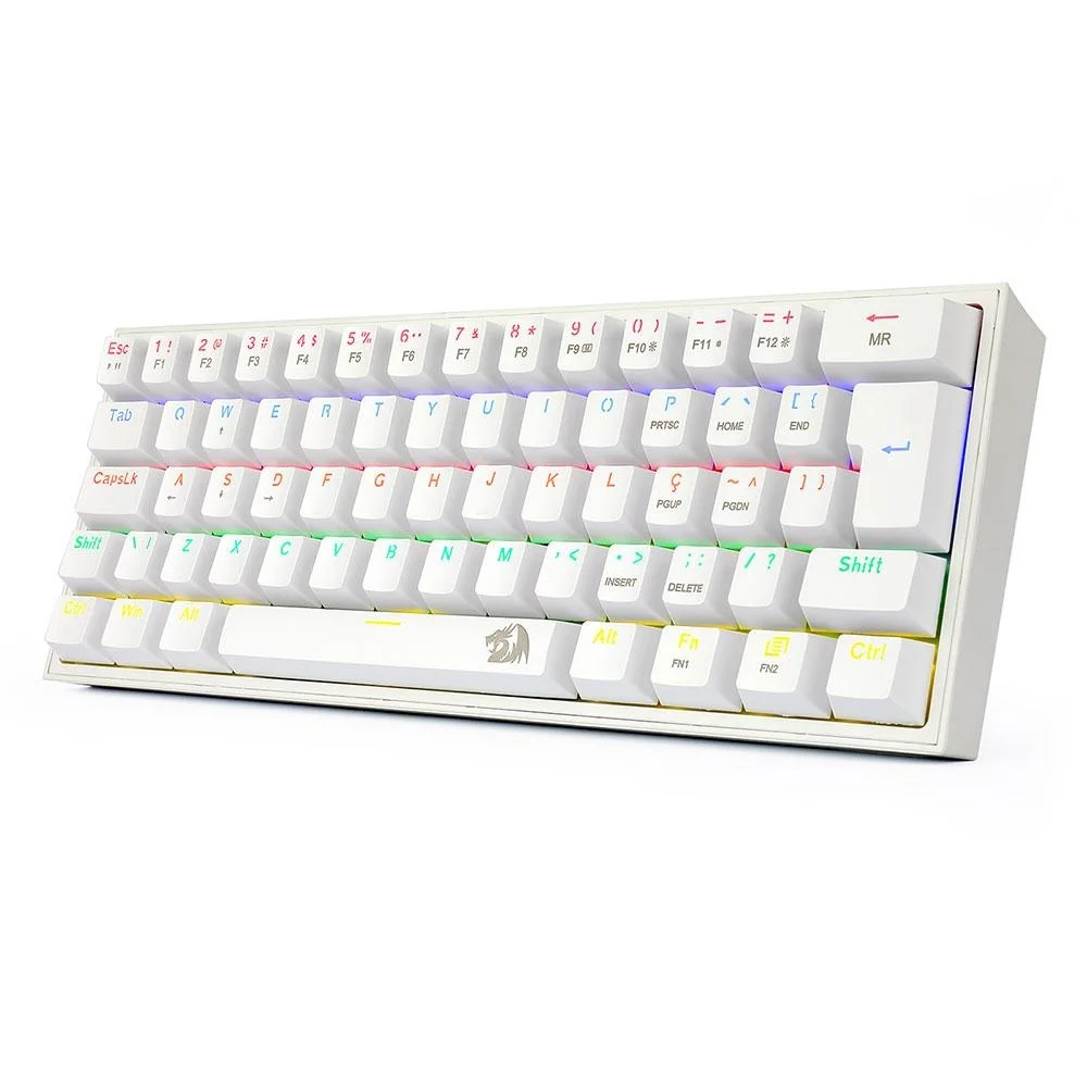 Imagem 3 de 5 do produto Teclado Mecanico Redragon Fizz Branco Switch Azul K617-r-w