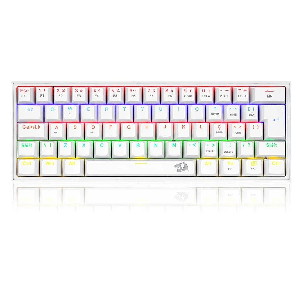 Imagem 4 de 5 do produto Teclado Mecanico Redragon Fizz Branco Switch Azul K617-r-w