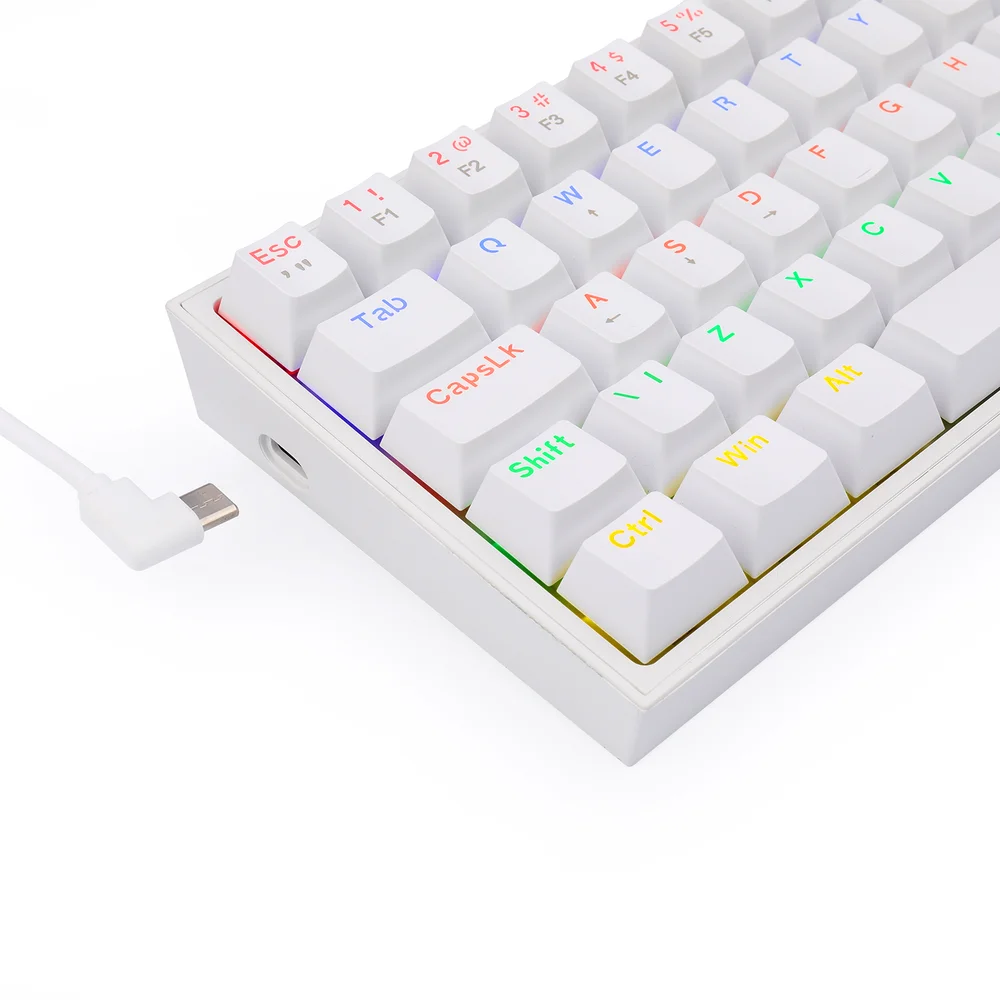 Imagem 5 de 5 do produto Teclado Mecanico Redragon Fizz Branco Switch Azul K617-r-w