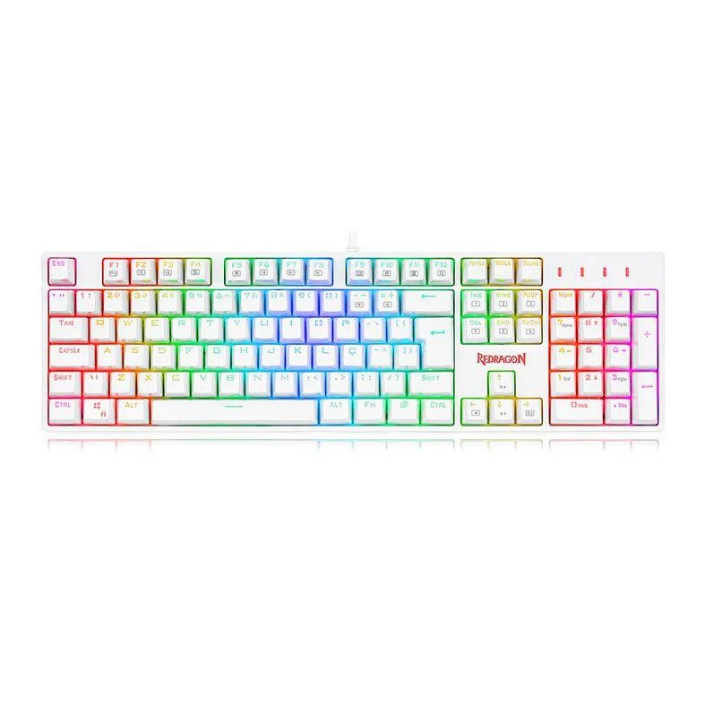 Teclado Óptico Gamer Redragon Surara Pro RGB, Switch Vermelho, Abnt2, Keycaps Abs Doubleshot, Branco Teclado Óptico Gamer Redragon Surara Pro RGB, Switch Vermelho, Abnt2, Keycaps Abs Doubleshot, Branco