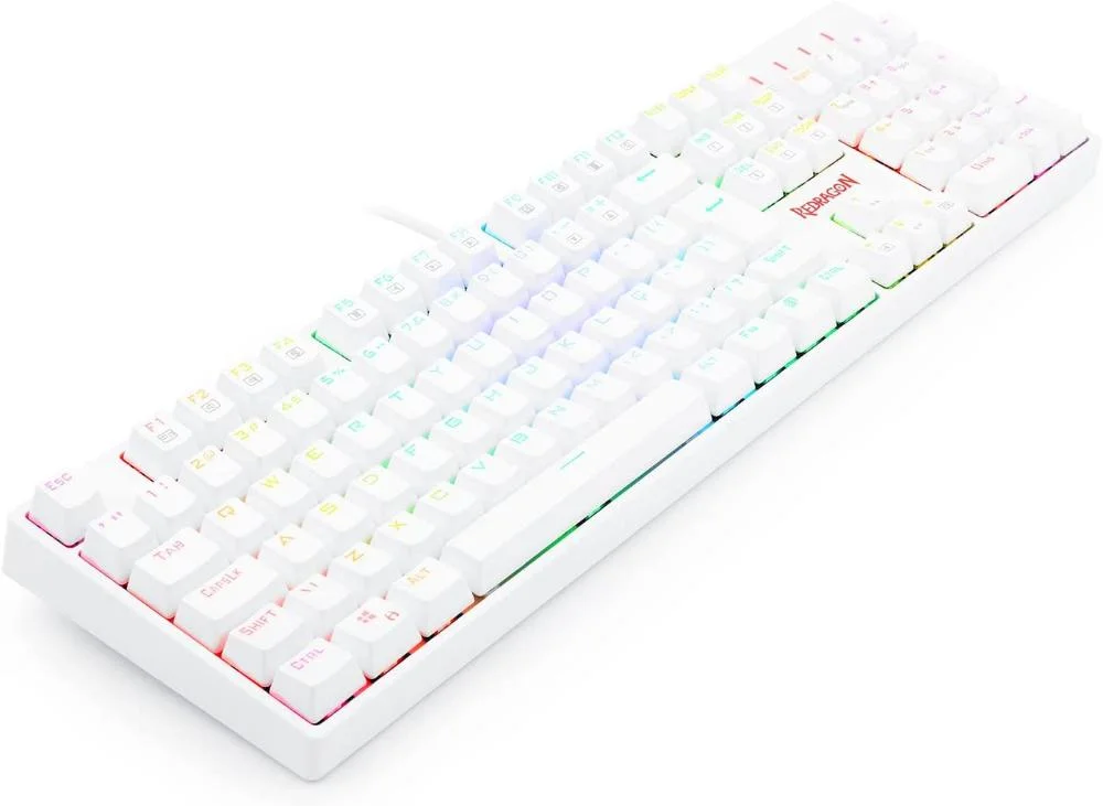 Teclado Óptico Gamer Redragon Surara Pro RGB, Switch Vermelho, Abnt2, Keycaps Abs Doubleshot, Branco Teclado Óptico Gamer Redragon Surara Pro RGB, Switch Vermelho, Abnt2, Keycaps Abs Doubleshot, Branco