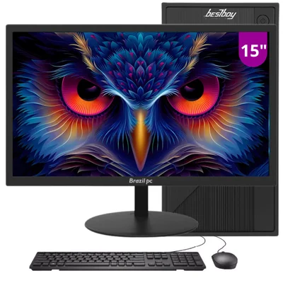 Computador Bestpc Completo Intel Core I3, 8GB, SSD 120 GB, Windows 10 Trial + Monitor 15 Polegadas