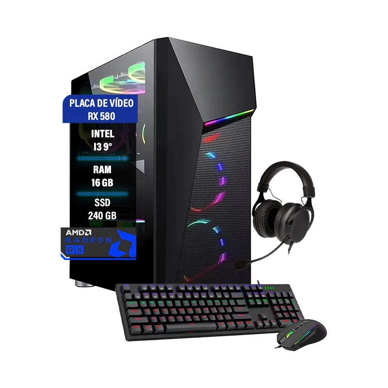 Pc Gamer I3 9° 16gb Placa Vídeo Rx550 4gb Hd 1tb SSD 240gb