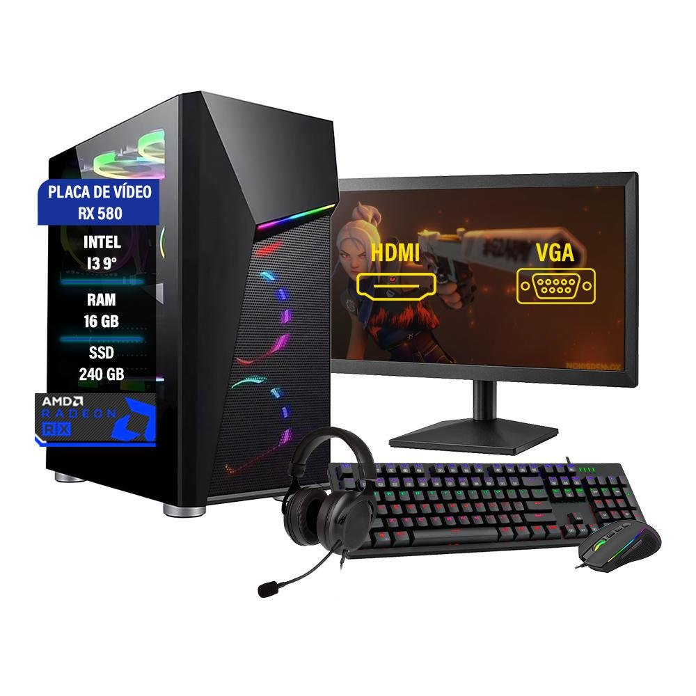 Pc Gamer Completo I3 9° 16gb Rx550 4gb Hd 1tb SSD 240gb