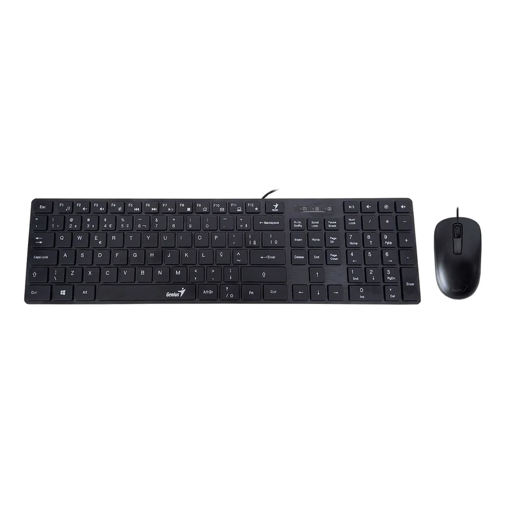 Imagem 4 de 5 do produto Teclado E Mouse Genius SlimStar C126, USB, ABNT2, 12 Teclas Função Multimídia, Tecla Chocolate, 4 Teclas de Atalho, Preto - 31330007408