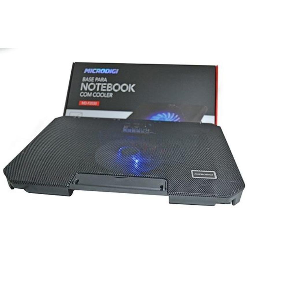 Imagem 3 de 3 do produto BASE PORTATIL NOTEBOOK PRETO C/ COOLER 140MM MICRODIGI MD-F2030