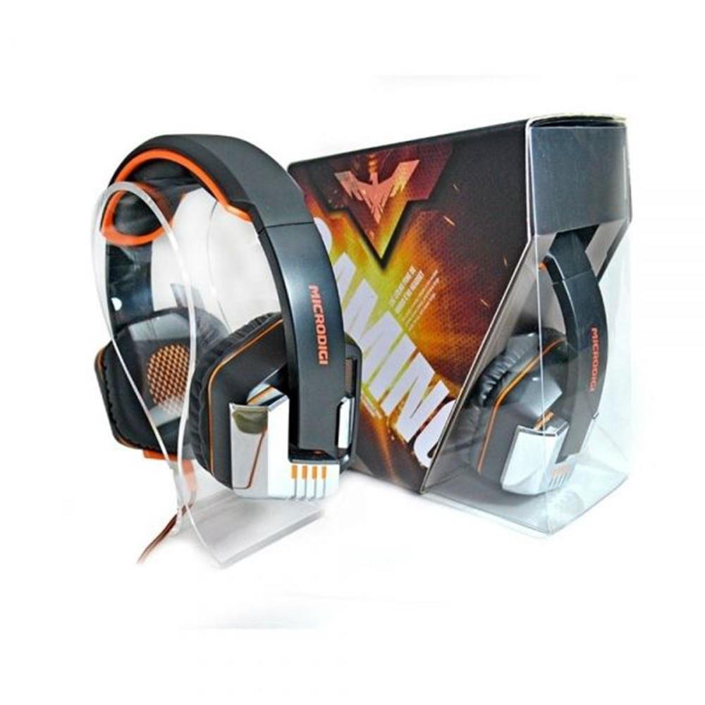 Imagem 2 de 3 do produto HEADPHONE GAMING 7.1 ILUMINADO BLACK+ORANGE USB+P2 MICRODIGI MD-2122D