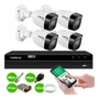 Kit 4 Câmeras Intelbras Vhd 1130 B Hd 720p Bullet Com Lente 2.8mm Visão Noturna 30m Resistente À Chuva Ip67 + Dvr Intelbras Mhdx 1204 4 Canais