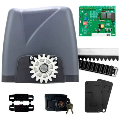 Kit Motor Portão Rossi Dz Nano Turbo 600kg 1/4 Deslizante Automático De Correr Eletrônico Com Abertura Rápida Com 4 Metros De Cremalheira - 110V