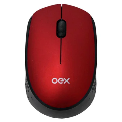 Mouse Sem Fio Oex Cosy, 1200 DPI, Vermelho E Preto - Ms409