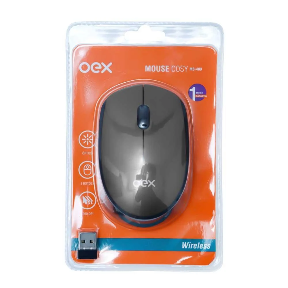 Imagem 2 de 4 do produto Mouse Oex Cosy Sem Fio Wireless 1200dpi Ms409 - Cinza