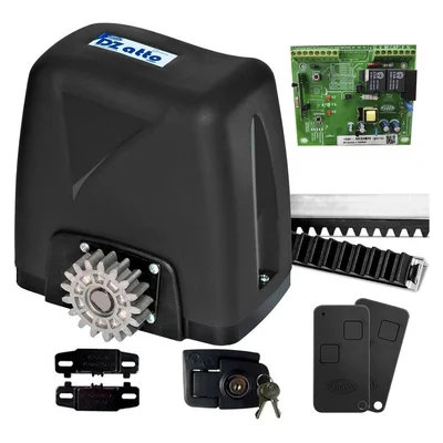Kit Motor Portão Rossi Dz Atto Turbo 350kg 220v 1/5 Deslizante Automático De Correr Eletrônico Com Abertura Rápida + 3 Metros De Cremalheira - 220v