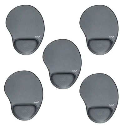 Kit Reflex com 5 unidades de Mouse Pad, Com Apoio Ergonômico, 19x25CM, Cinza