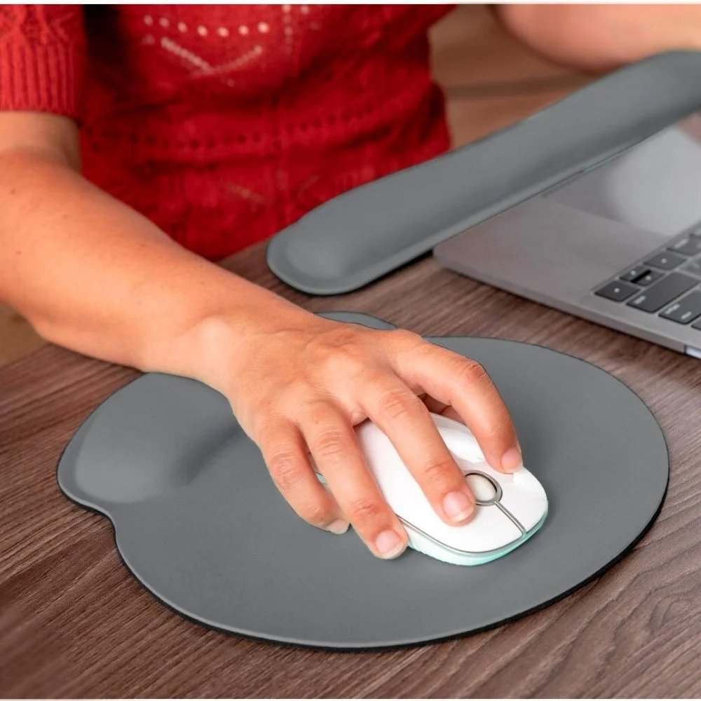 Kit Reflex com 5 unidades de Mouse Pad, Com Apoio Ergonômico, 19x25CM, Cinza