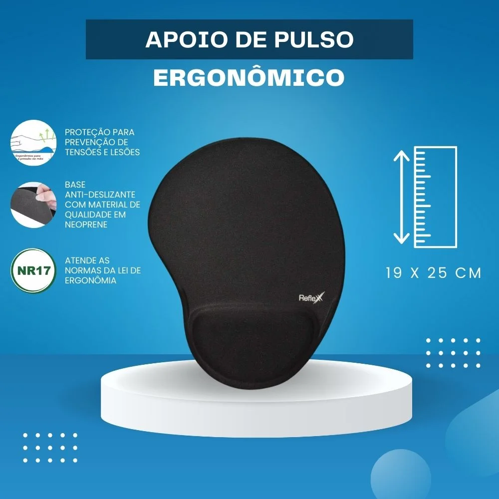 Kit 5x Reflex Mouse Pad, Com Apoio Ergonômico, 19X25CM, Preto Kit 5x Reflex Mouse Pad, Com Apoio Ergonômico, 19X25CM, Preto