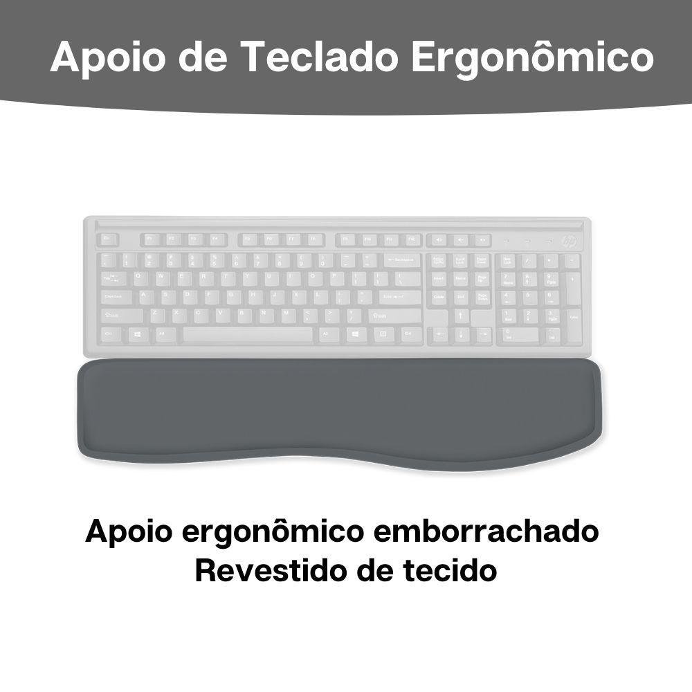 Imagem 3 de 4 do produto Kit 03x Mousepad + Apoio Pulso P/ Teclado Ergonômico Cinza