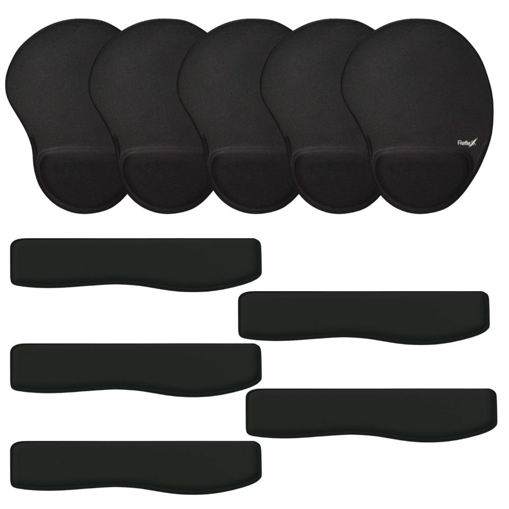 Kit  Reflex Ergonômico, 5 Mousepad, e 5 Apoio Pulso Para Teclado, Preto