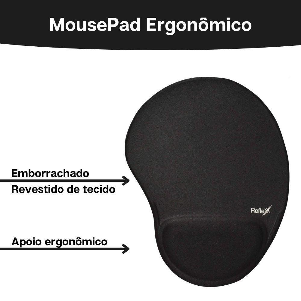 Imagem 2 de 4 do produto Kit  Reflex Ergonômico, 5 Mousepad, e 5 Apoio Pulso Para Teclado, Preto