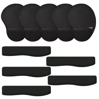 Kit  Reflex Ergonômico 5 Mouse pads, e 5 Apoios Pulso Para Teclado, Preto