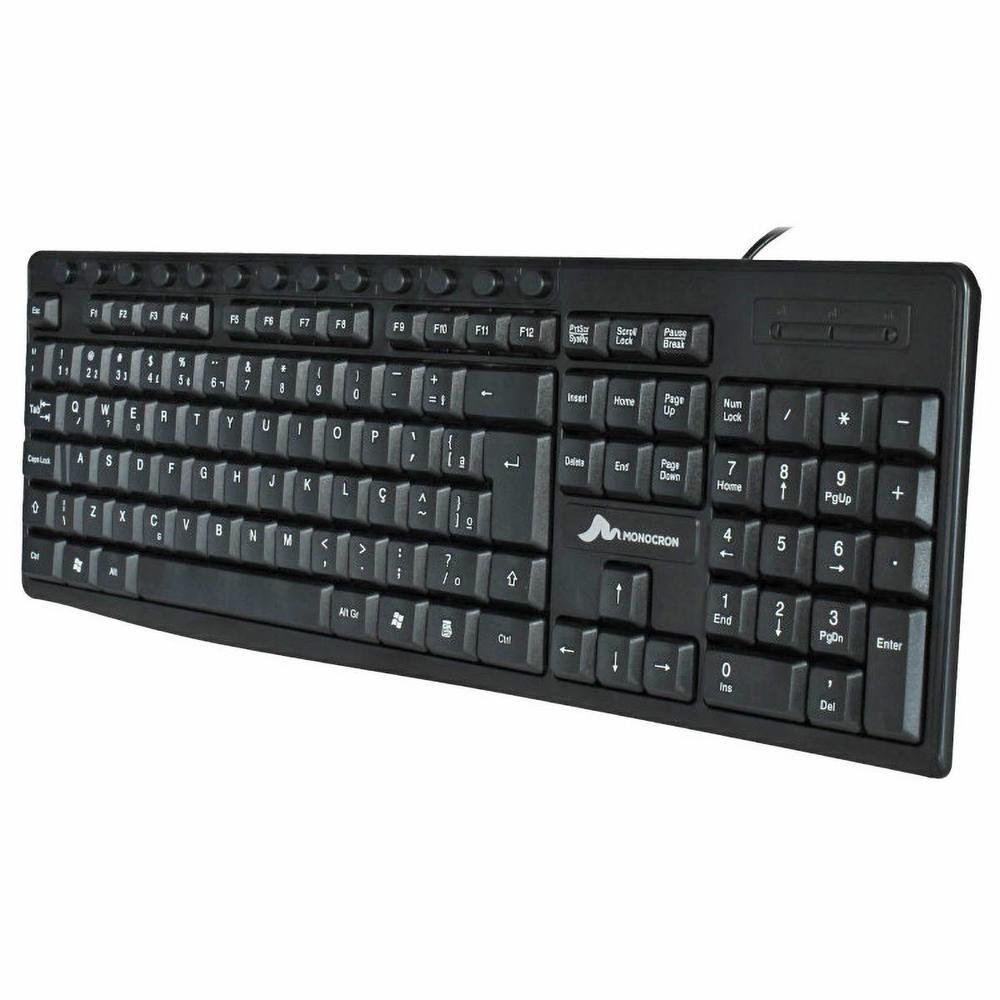 Imagem 3 de 4 do produto Teclado Monocron Office, 13 Teclas Multimídia, Plug and Play, ABNT2, Preto - Mn8260