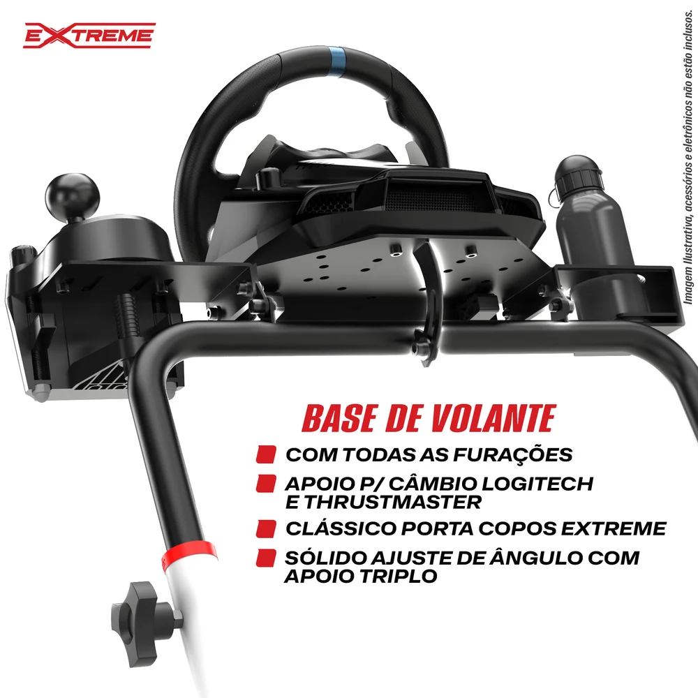 Imagem 2 de 5 do produto Suporte, Extreme Simracing Para Volante Cockpit Simulador SGT, Ajuste de Altura, Branco