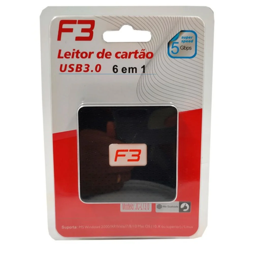 Imagem 5 de 5 do produto Leitores F3 De Cartao Usb 3.0 Preto Jc-lt3.0