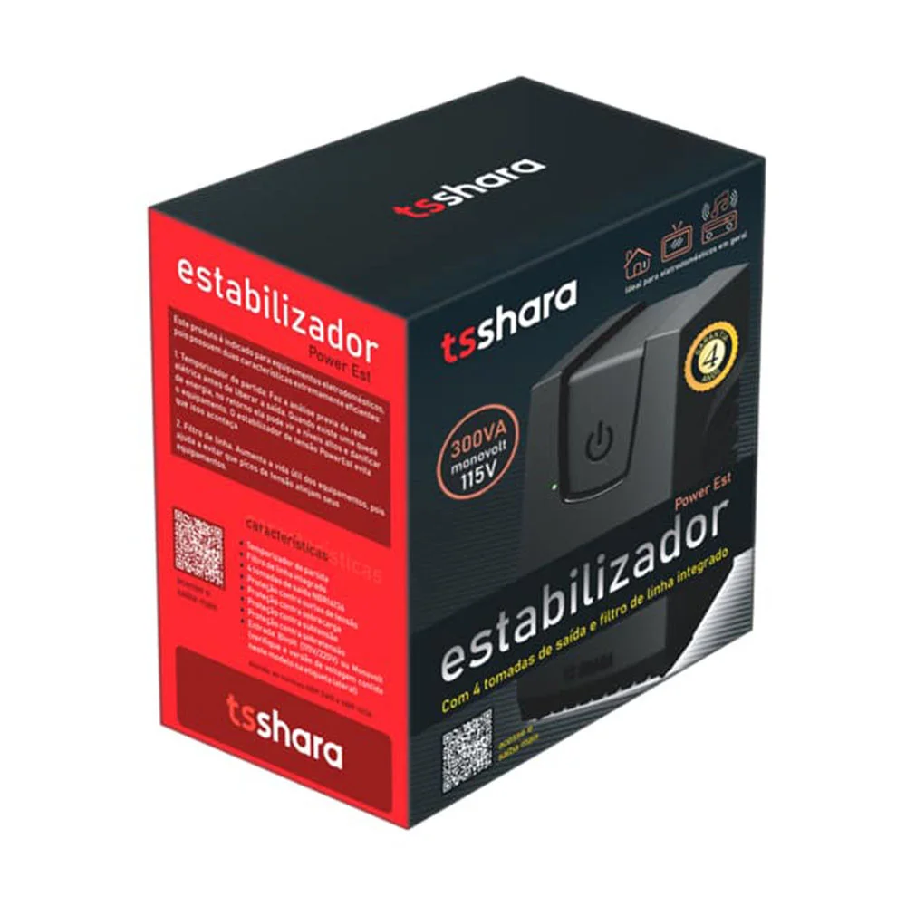 Imagem 2 de 5 do produto Estabilizador TS Shara Powerest, 300VA, Mono 115V - 9100