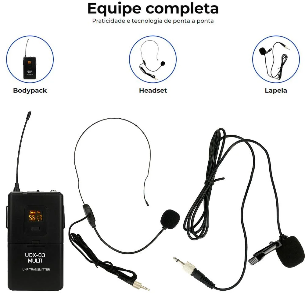 Imagem 2 de 5 do produto Microfone Sem Fio Dylan Udx-03 Headset Lapela Multi