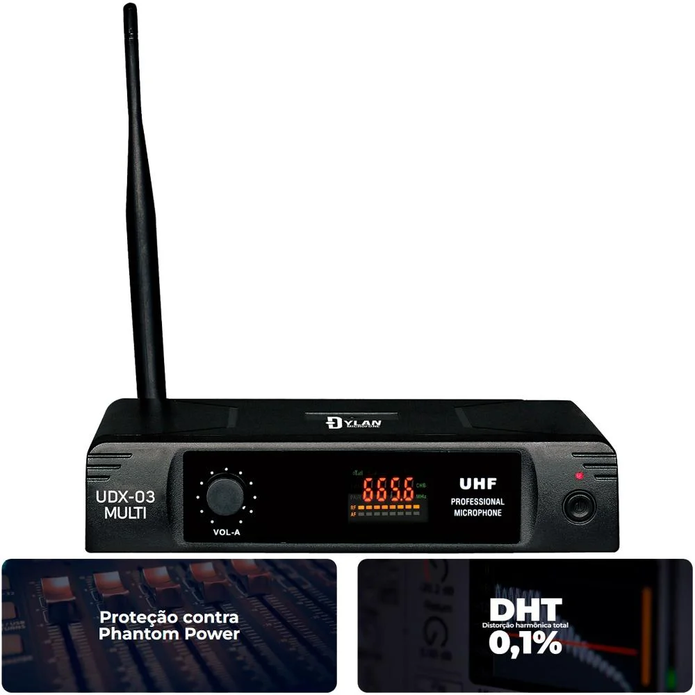 Imagem 5 de 5 do produto Microfone Sem Fio Dylan Udx-03 Headset Lapela Multi