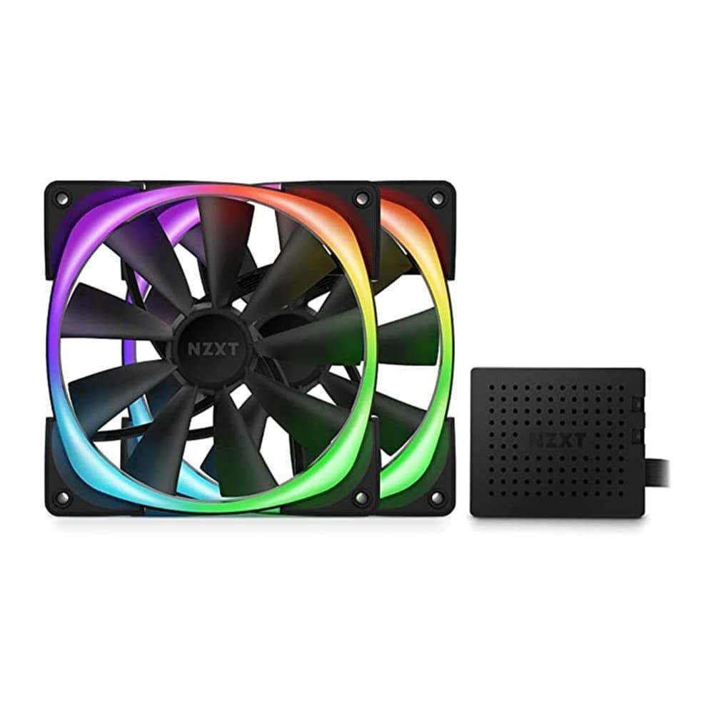 Kit Cooler FAN com 2 Unidades NZXT AER, 140mm, RGB, Com Controlador, Preto - HF-2814C-TB