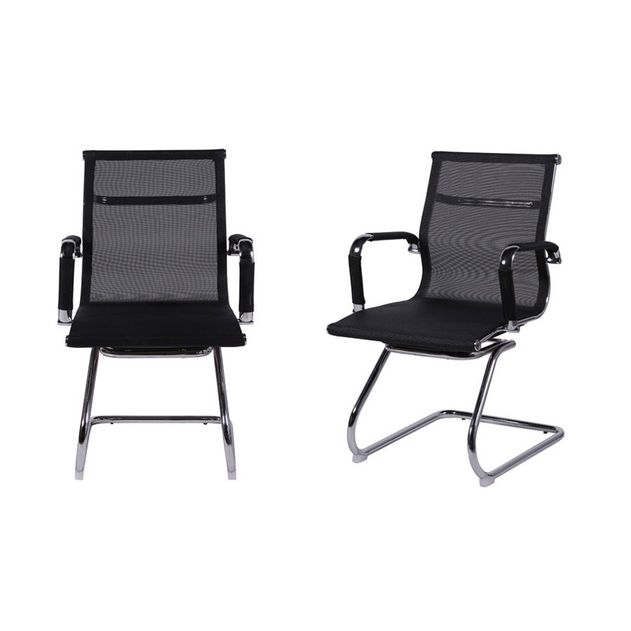 Kit 02 Cadeiras Boxbit Eames Office Tela Fixa Preta