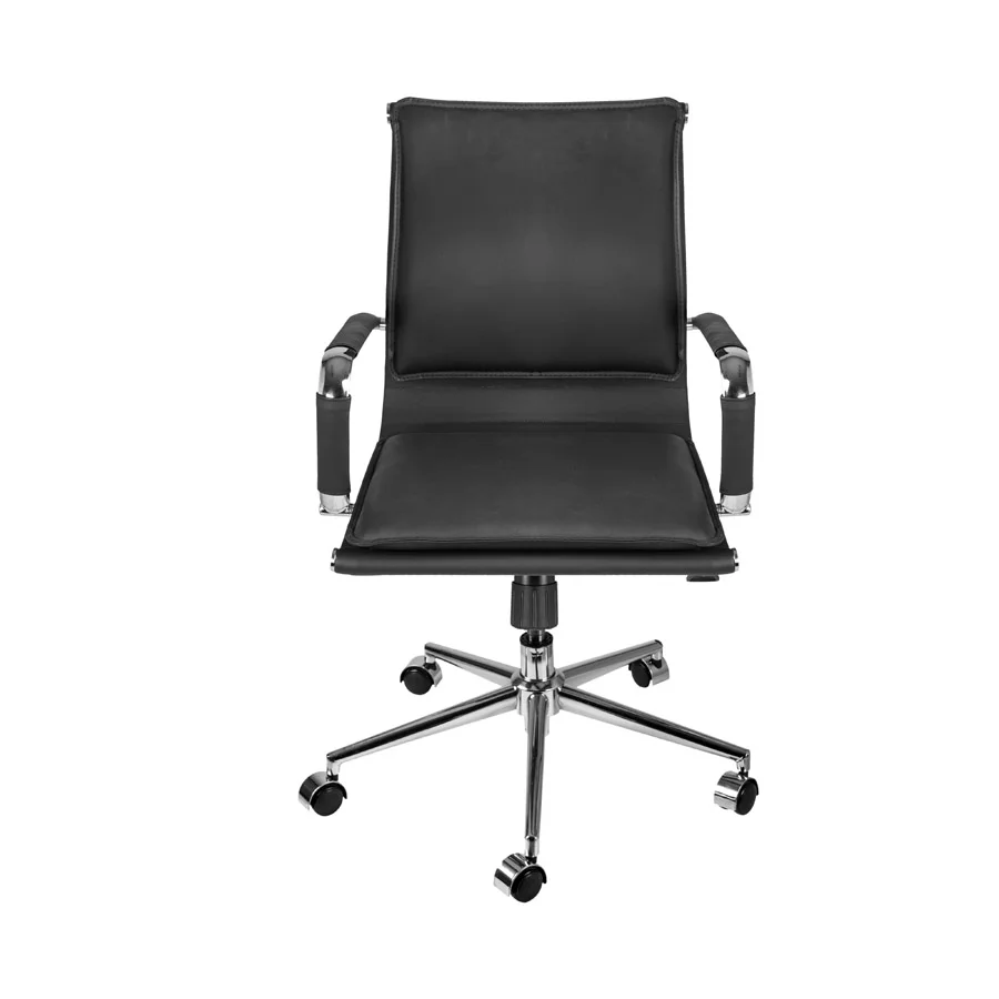 Imagem 2 de 5 do produto Cadeira Boxbit Soft Baixa Preta Em Pu Base Cromada Rodizio