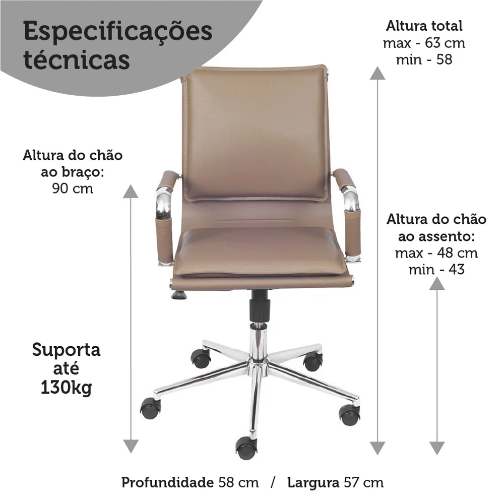 Imagem 3 de 5 do produto Cadeira Boxbit Soft Baixa Preta Em Pu Base Cromada Rodizio