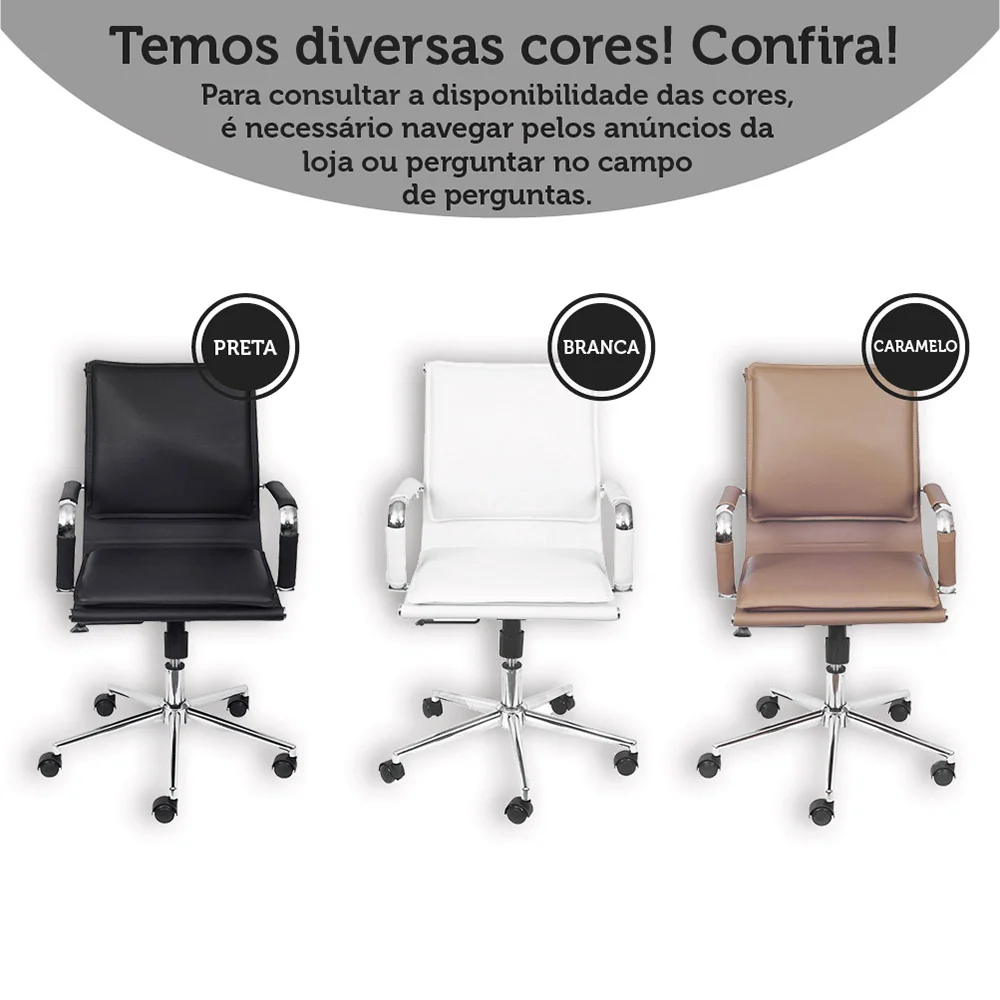 Imagem 4 de 5 do produto Cadeira Boxbit Soft Baixa Preta Em Pu Base Cromada Rodizio