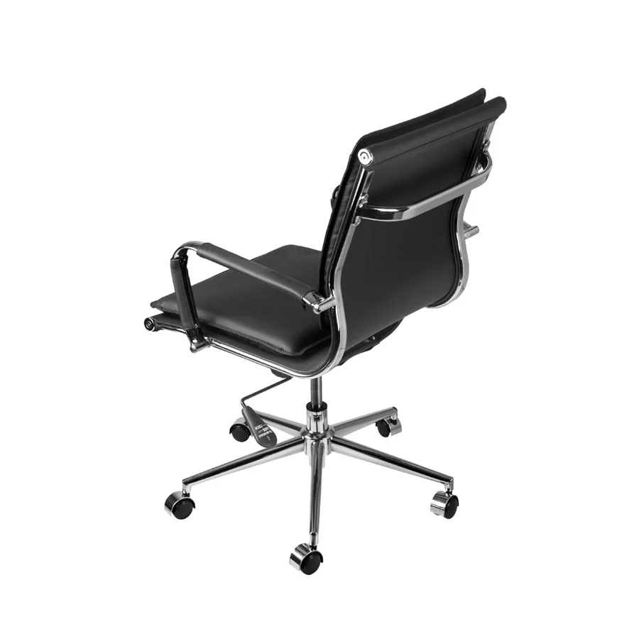Imagem 5 de 5 do produto Cadeira Boxbit Soft Baixa Preta Em Pu Base Cromada Rodizio