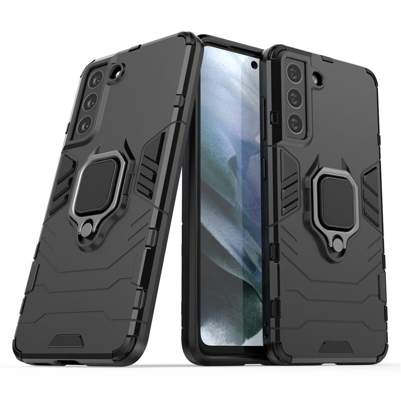 Capa Case Capinha Samsung S21 Anti Impacto Queda Armor Militar Protetora Anel De Dedo E Base Cor:preto