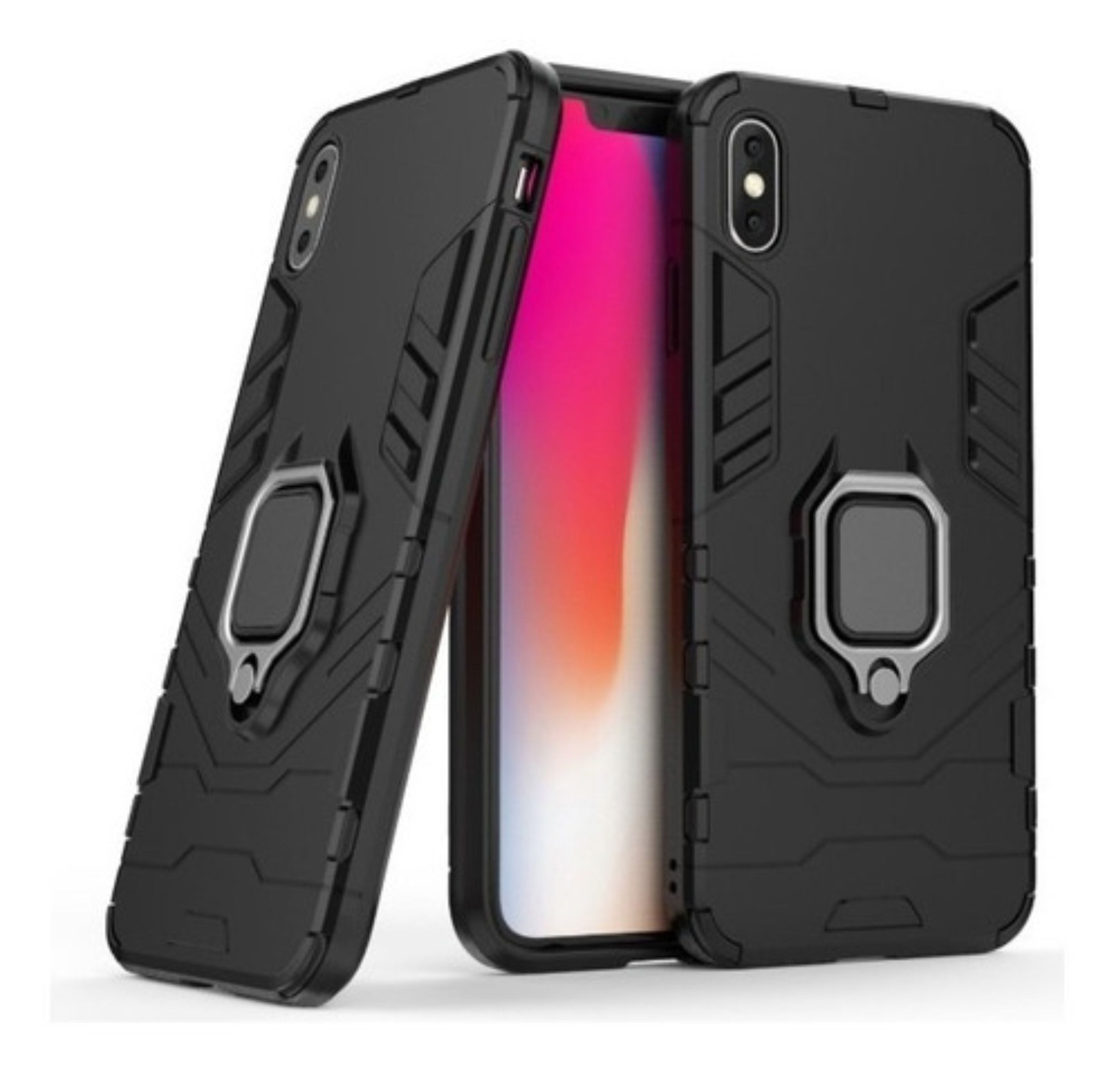 Capa Case Capinha Iphone Xs Anti Impacto Queda Armor Militar Protetora Anel De Dedo E Base Cor:preto