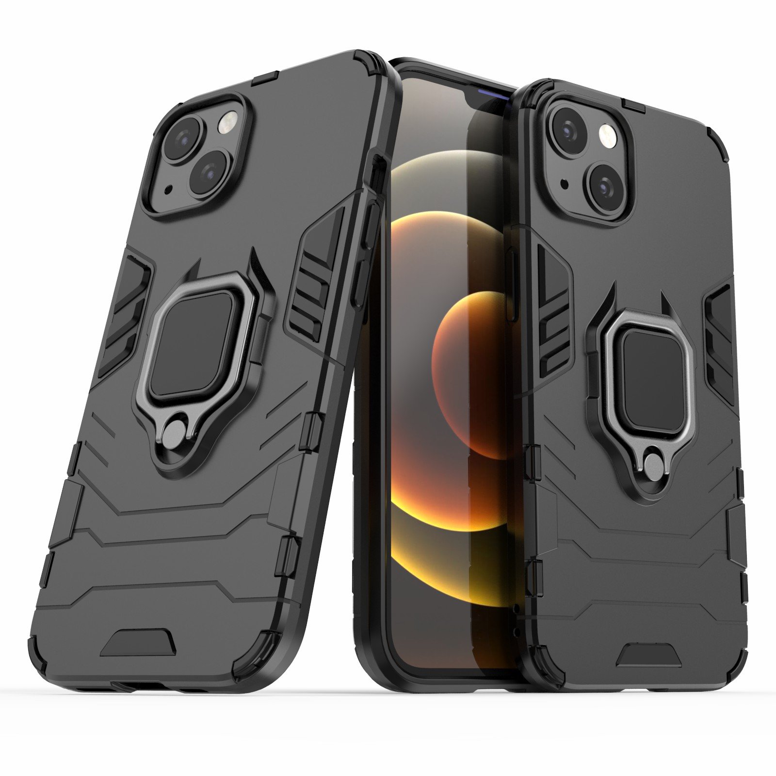 Capa Case Capinha Iphone 13 - 4em1 Anti Impacto Choque Shock Queda Armor Militar Protetora Com Anel De Dedo E Base Cor:p