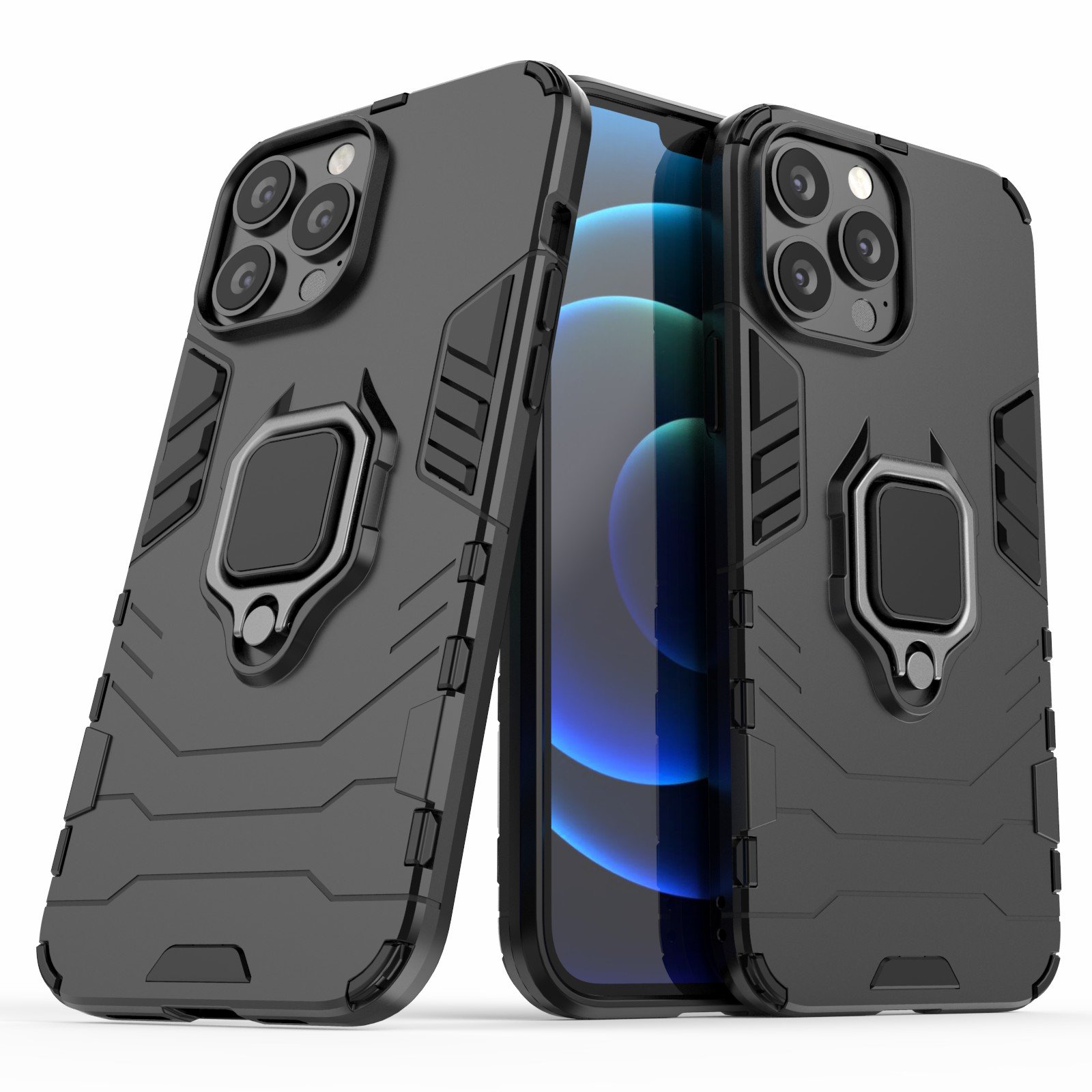 Capa Case Capinha Iphone 13 Pro Max 4em1 Anti Impacto Choque Shock Queda Armor Militar Protetora Com Anel De Dedo E Base