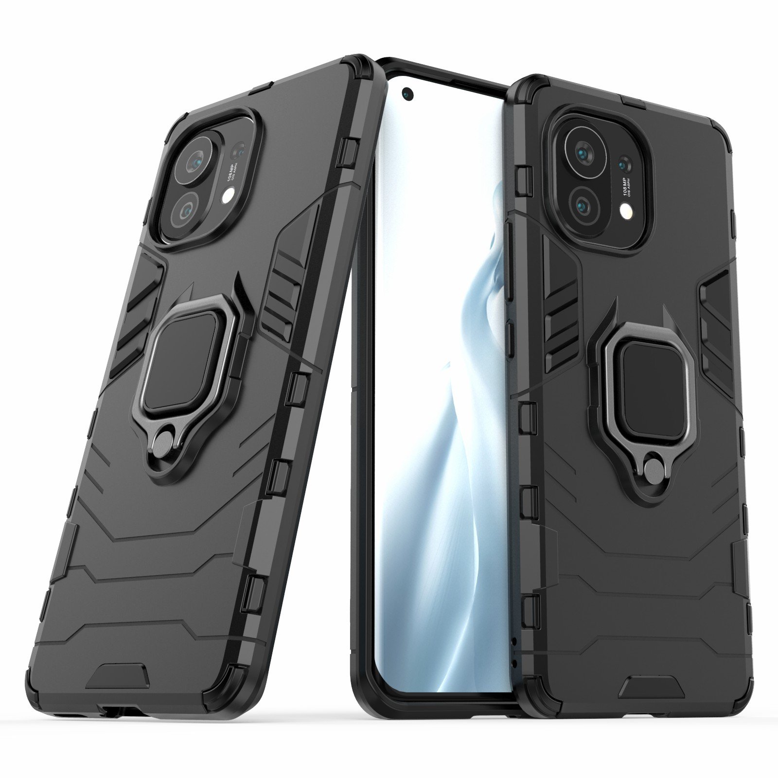 Capa Case Capinha Xiaomi Mi 11 Anti Impacto Queda Armor Militar Protetora Anel De Dedo E Base Cor:preto