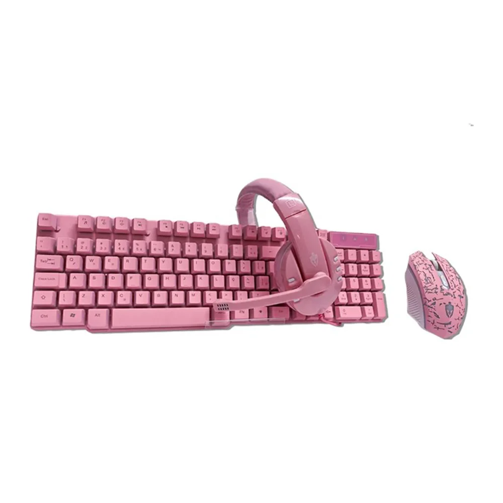 Imagem 5 de 5 do produto Kit Gamer Evolut Eg-53 Mouse, Teclado E Headset, Rosa
