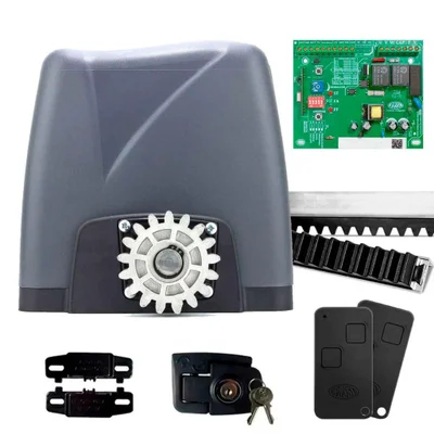 Kit Motor Portão Rossi Dz Nano Turbo 600kg 1/4 Deslizante Automático De Correr Eletrônico Com Abertura Rápida Com 3 Metros De Cremalheira - 220V