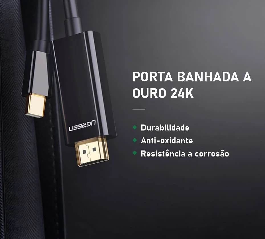 Imagem 2 de 5 do produto Ugreen Cabo Mini Displayport Thunderbolt 1  2 P/ Hdmi 1,5m